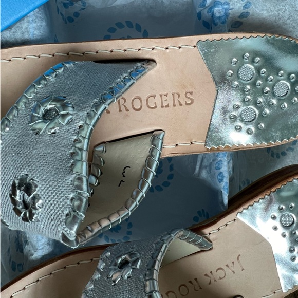 New Jack Rogers flat sandals in silver linen - Picture 4 of 8